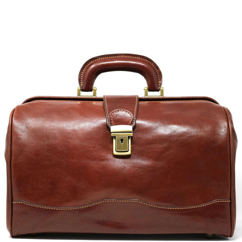 Floto Italian Leather Doctor Style Handbag Top Handle Bag Brown